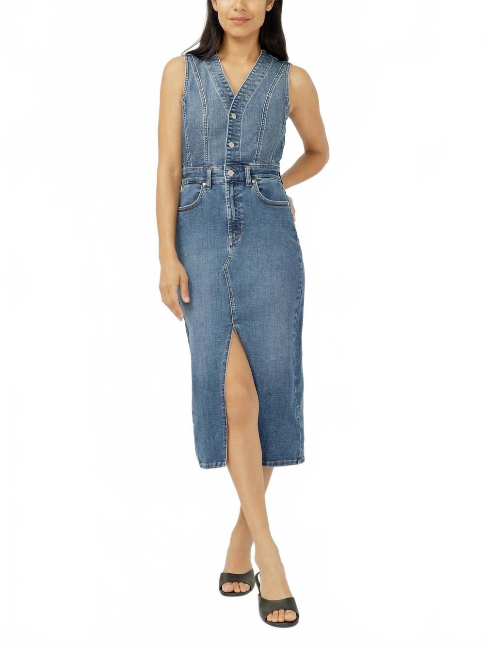 NEW SILVER JEANS CO vested denim midi dress in upney